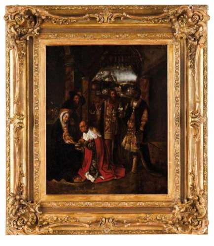 Flemish school, 16th centuryThe adoration of the MagiOil on canvas43x34 cm- - -15.00 % buyer's