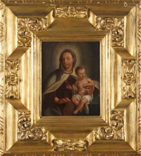 Our Lady of Mount CarmelOil on copperPortugal, 19th century25,5x21 cm- - -15.00 % buyer's premium on