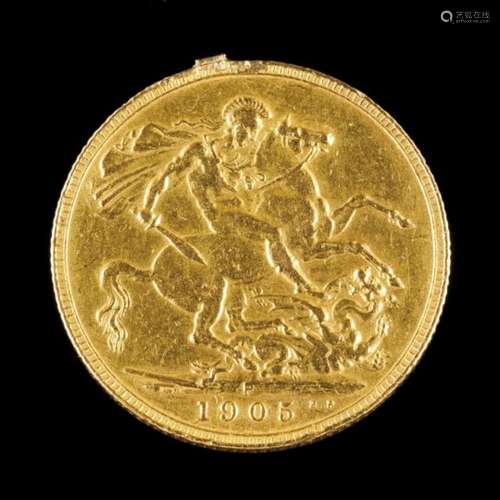 A sovereignGold 916/000Eduard VII - 1905(defect to edge)7,9 g- - -15.00 % buyer's premium on the