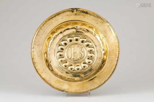 A Nuremberg offerings plateYellow metalRaised and engraved decorationInscribed and 