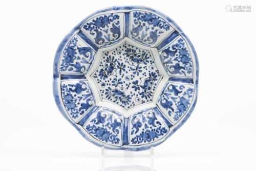 A scalloped bowlDelft faienceBlue floral and foliage decorationHolland, 18th centurydiam.: 31