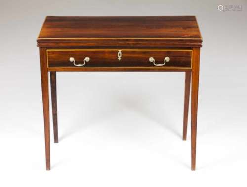A D.Maria card-tableRosewoodA drawer and metal hardwarePortugal, 18th/19th century78x85,5x42