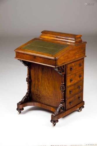 A Victorian DavenportMahogany and mahogany veneeredGreen leather topInterior with drawers and