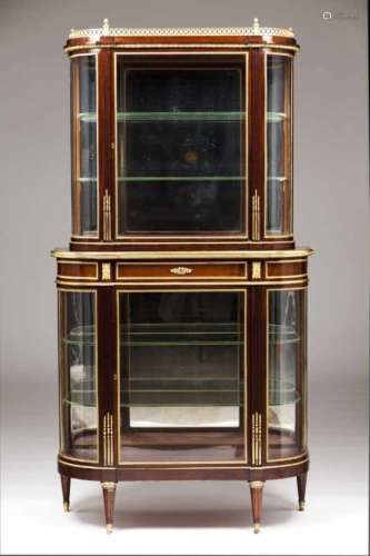 A Napoleon III display cabinetMahoganyIn two superimposed sectionsGilt metal applied decorative