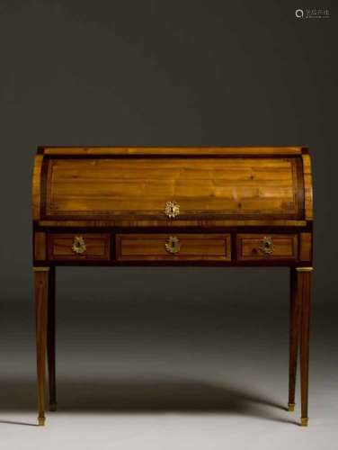 A French Louis XVI roll top deskA Louis XV French roll top desk of Rosewood, jacaranda and satinwood