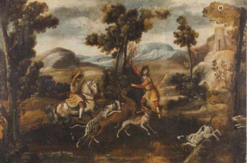 Spanish School, 17th centuryStill lives with hunting scenesA pair of oil on canvas works106x160