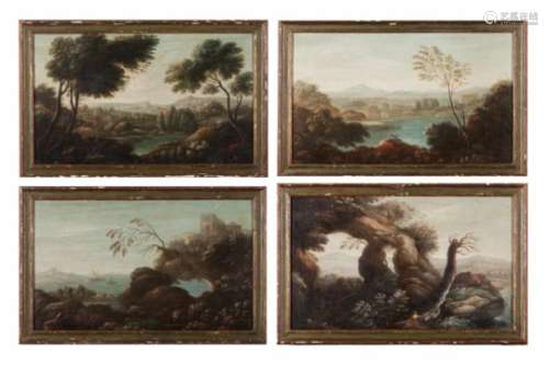 European School, 17th/18th centuryA four landscapes setOil on canvas applied on panel28x47 cm- - -