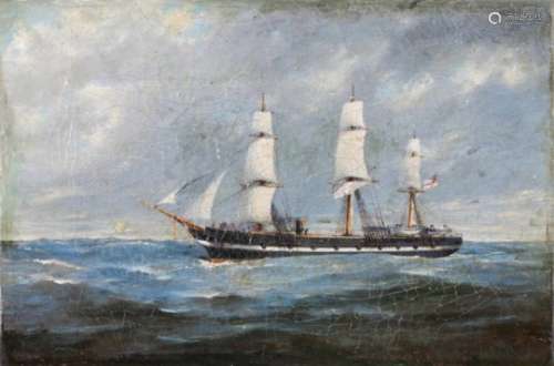 Portuguese school, 19th centuryA marine paintingOil on canvas31x47 cm- - -15.00 % buyer's premium on