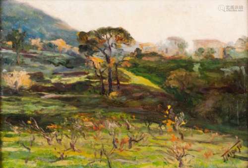 Falcão Trigoso (1879-1956)Landscape with treesOil on cardboardSigned24x35 cm- - -15.00 % buyer's