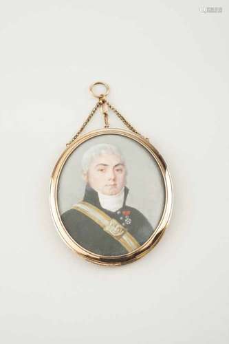 French school, 19th centuryMiniature on ivory portraying a gentleman with the Legion d'HonneurHair