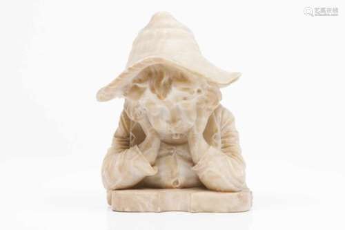 A boy in a hatAlabaster sculptureEurope, 19th centuryHeight: 30 cm- - -15.00 % buyer's premium on