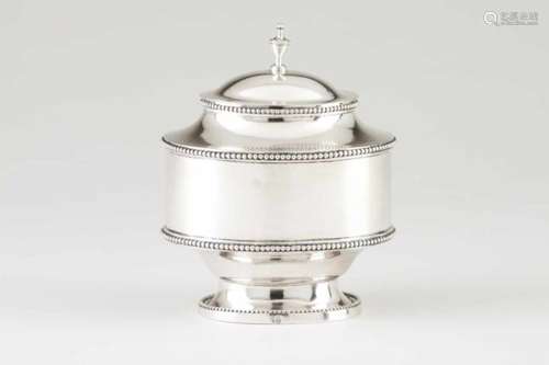 A sugar bowlPortuguese silver Oval shaped plain body of beaded friezesLisbon assay mark (L-36)