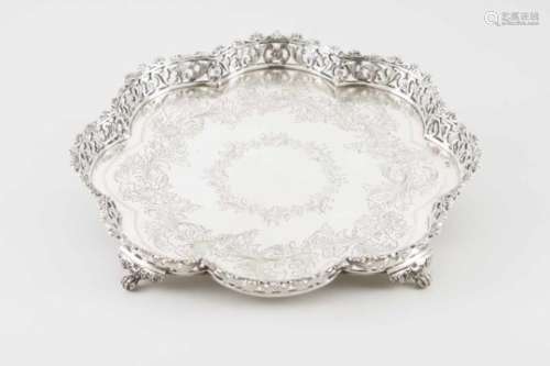 A salverPortuguese silverScalloped and chiselled base of flower and foliage motifs with scrolls