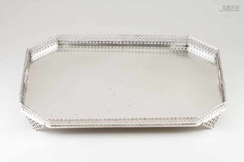 A large galleried trayPortuguese silverPlain rectangular shape of cut corners and pierced gallery