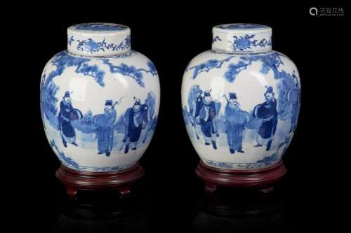 PAIR OF CHINESE BLUE & WHITE PORCELAIN JARS