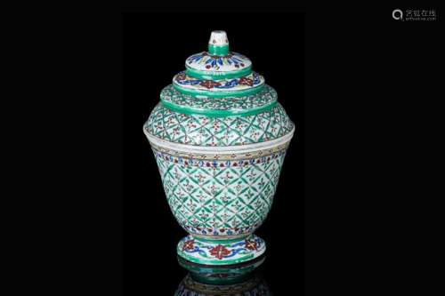 THAI BENCHARONG WARE PORCELAIN TIERED COVER JAR