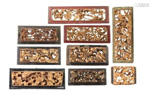 COLLECTION OF NINE GILTWOOD CARVED PANELS