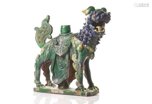 LARGE SANCAI POTTERY FU LION FIGURE