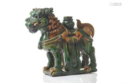 LARGE SANCAI POTTERY FU LION FIGURE