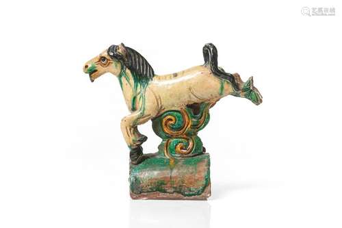 MING SANCAI GLAZED HORSE ROOF TILE