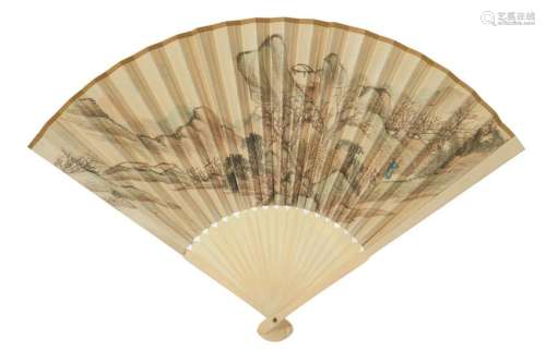 WANG XUN (? - 1915), CALLIGRAPHY & PAINTING ON FAN