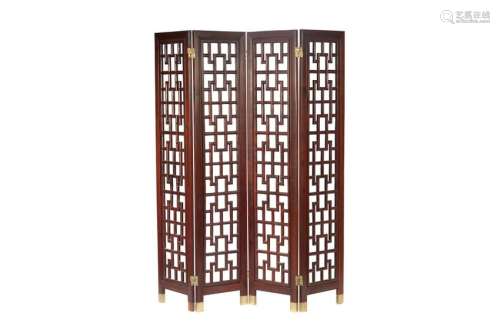 CHINESE FOUR-PANEL OPENWORK FOLDING SCREEN