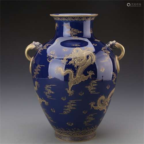 A Chinese Blue Glazed Porcelain Jar