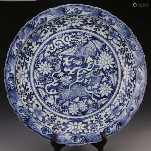 A Chinese Blue and White Porcelain Plate