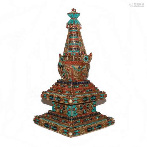 A Chinese Gilt Bronze Buddhist Tower