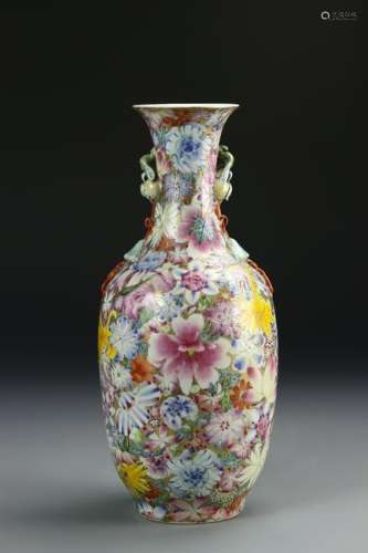 Chinese 'Milles-Fleurs' Baluster Vase