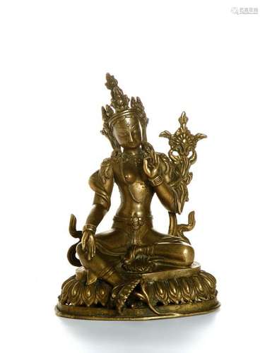 Chinese Gilt-Bronze Figure of Manjushri