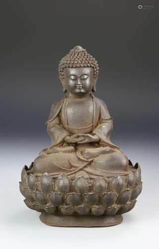 Chinese Cast Iron Figure of Shakyamuni