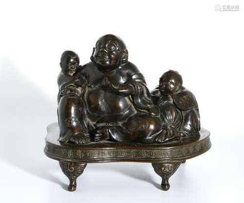 Chinese Bronze Figure of Budai and Children