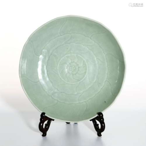 Chinese Celadon Glazed Lobed Charger