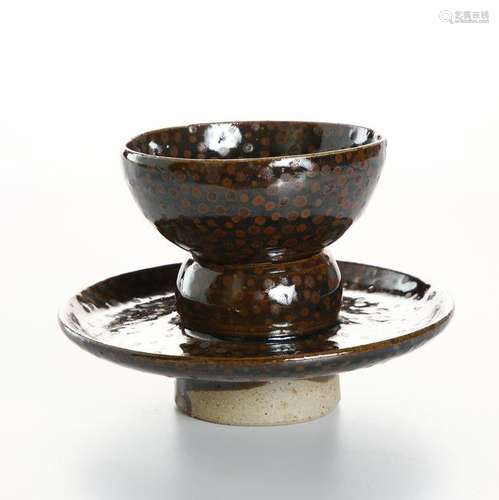 Chinese Russet-Splashed Cup and Cupstand