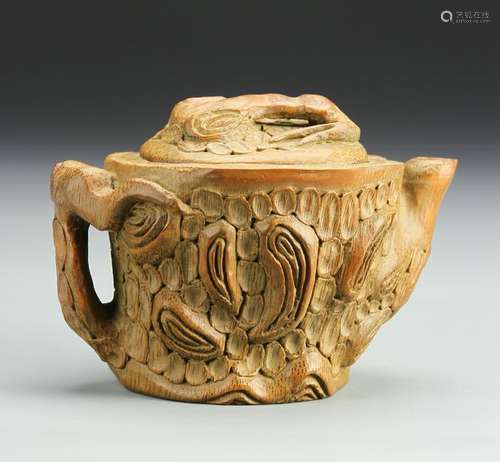 Chinese Carved Bamboo Teapot