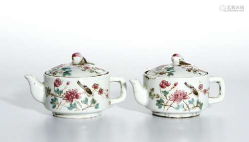 Pair of Chinese Famille Rose Teapots