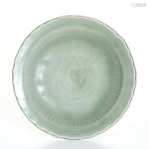 Chinese Lungquan Celadon Lobed Dish