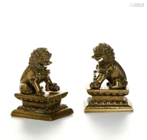 Pair of Chinese Bronze Buddhist Lions