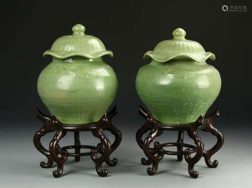 Chinese Lungquan Celadon Glazed Jardinieres
