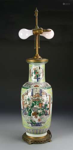 Chinese Famille Rose Vase, Mounted as Lamp