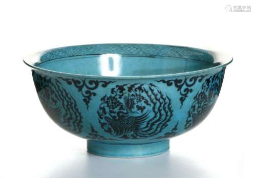 Chinese Turquoise-Glazed 'Phoenix' Medallion Bowl