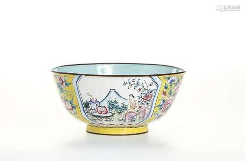 Chinese Yellow-Ground Enameled Bowl