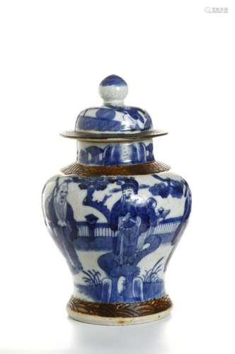 Chinese Ge Type Blue and White Baluster Jar