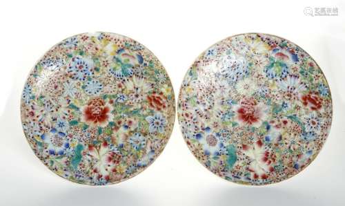 Pair of Chinese 'Mille-Fleurs' Dishes