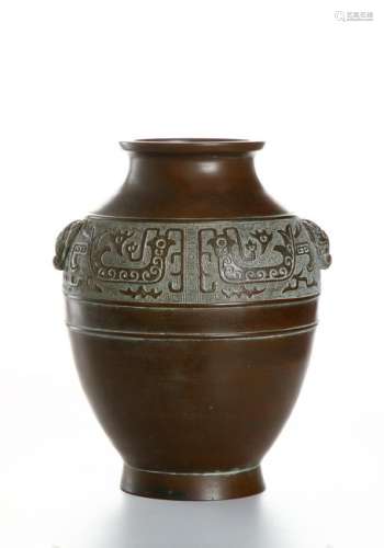 Chinese Archaistic Bronze Baluster Vase