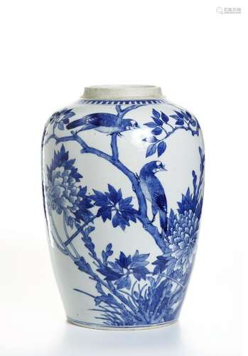 Chinese Blue and White Ovoid Vase