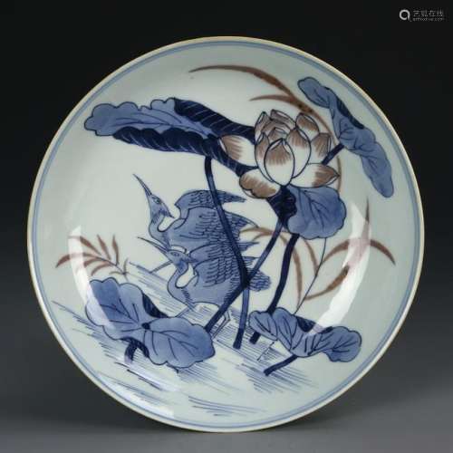 Chinese Blue and Red Dish