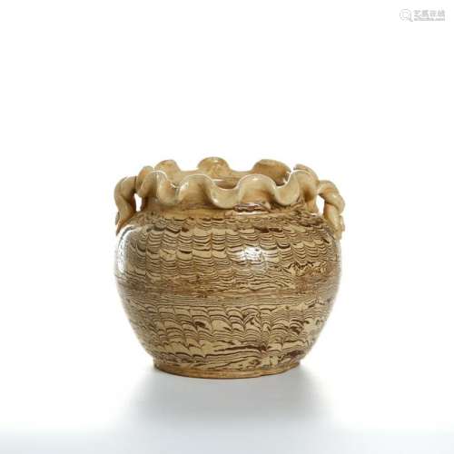 Chinese Marble-Glazed Jar