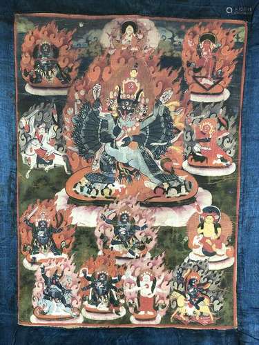 Tibetan Thangka Depicting Vajrabhairava